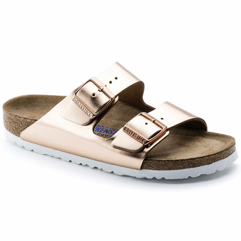 Birkenstock Soft Footbed Læder Arizona Dame Guld | DK 92NWY